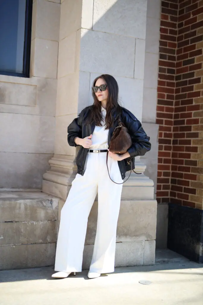 Funnel Neck Leather Jacket Outfit Ideas for effortless casual chic everyday style